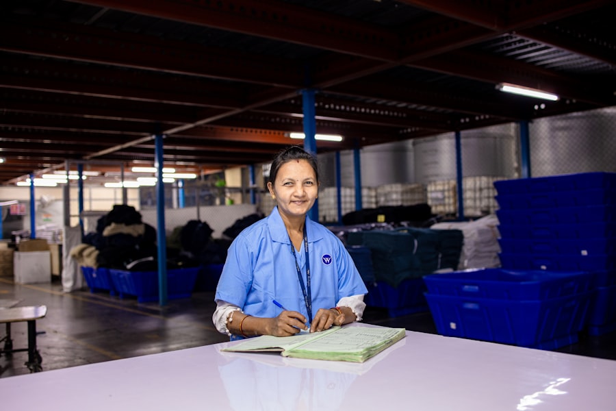 Warehouse worker with records