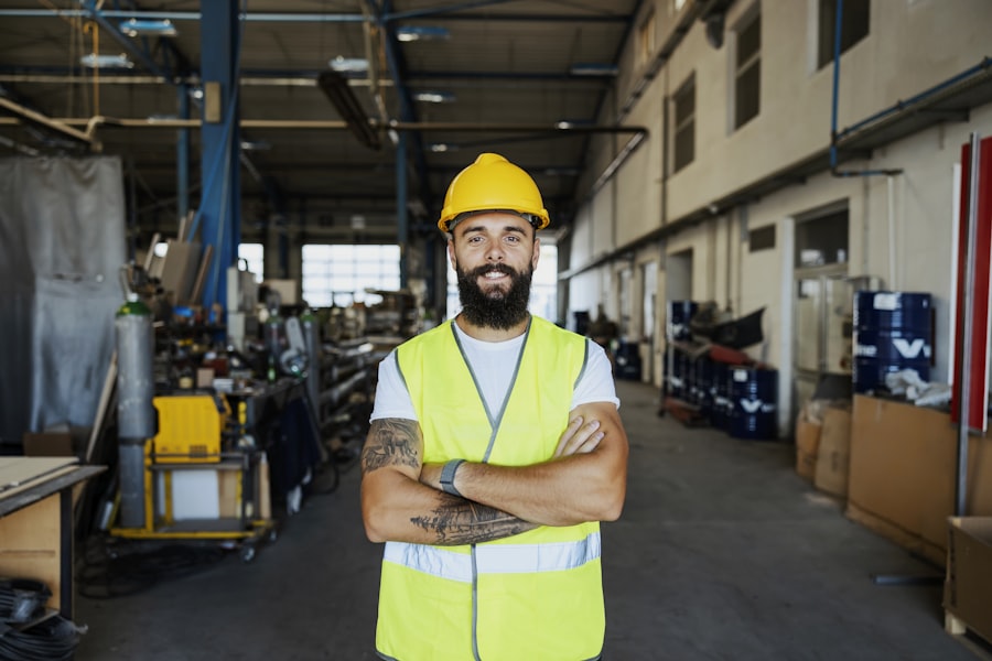 Manufacturing worker in plant